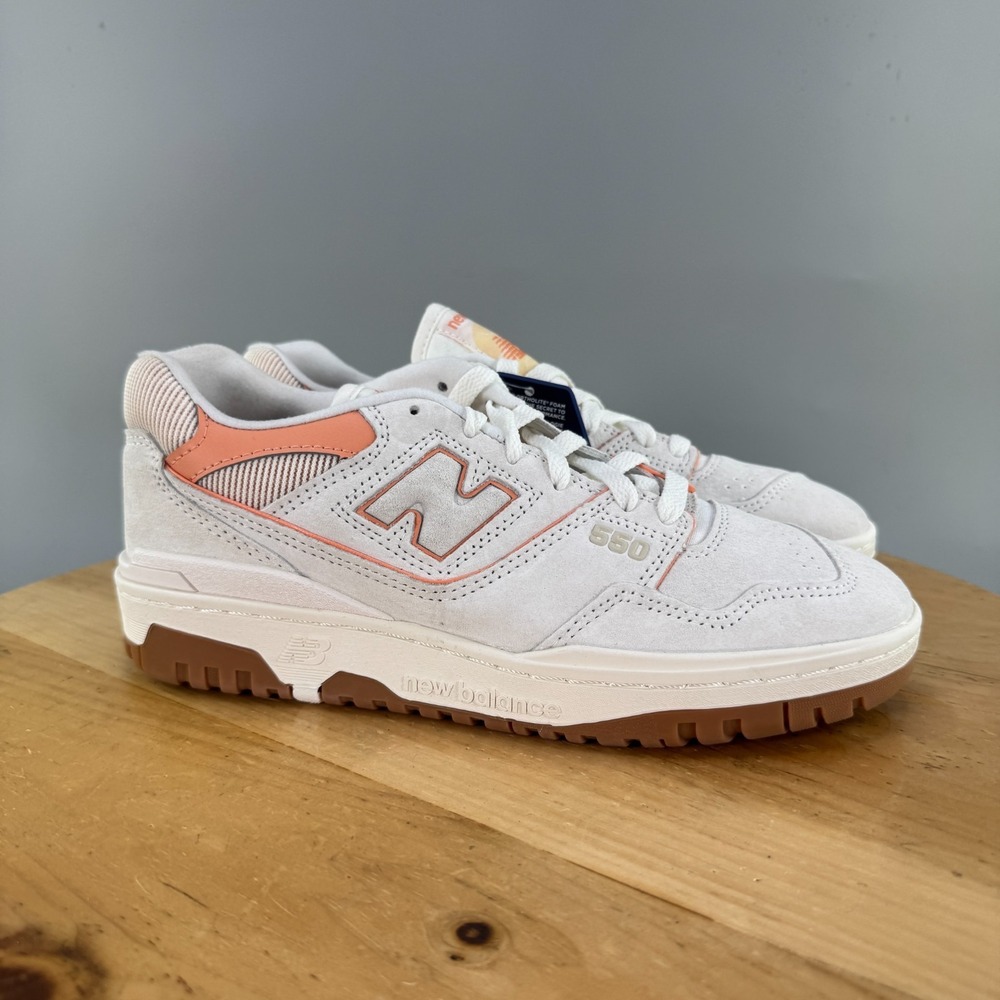New Balance 550 Womens Size 9 Shoes Sea Salt/Peach Nectar Low Top Suede NEW